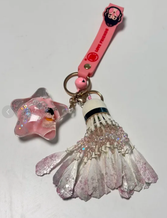 Customized handmade badminton keychain