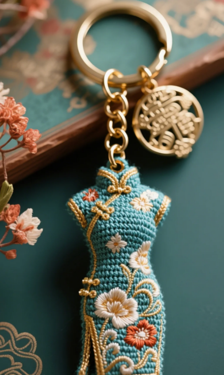 crochet Qipao keychain